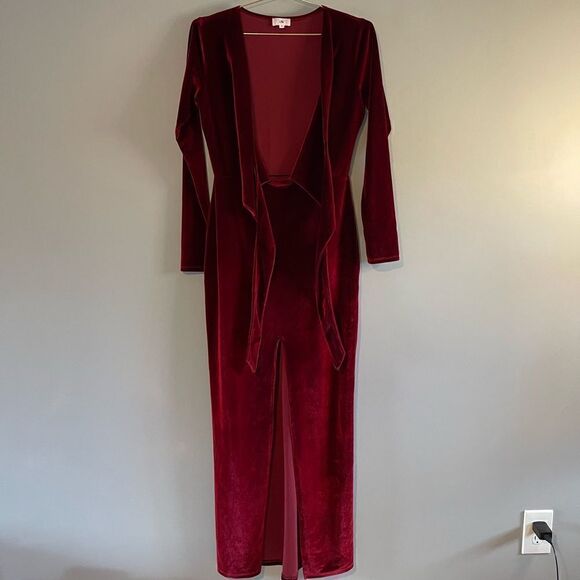 LPA Red Velvet Dress 45 in Merlot | SZ M - Picture 3 of 14